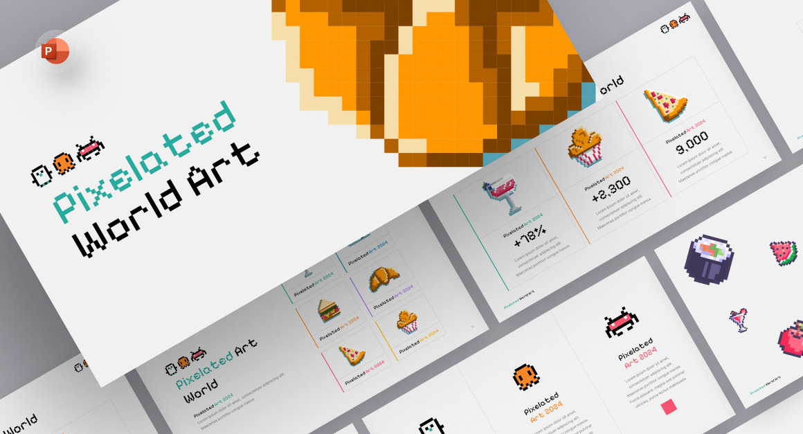 Pixelated Art PowerPoint Template #498304 - TemplateMonster