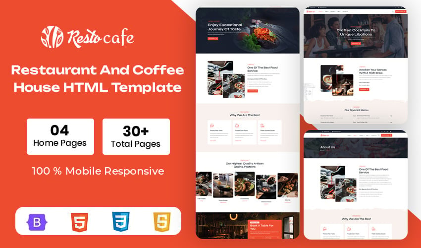 Restocafe - Restaurant And Coffee House HTML Template