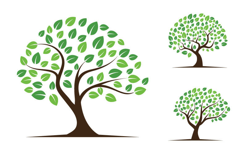 Yeşil Ağaç yaprak ekoloji doğa eleman vektör tasarım v.16 logoları