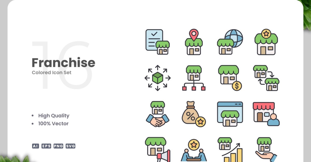 16 Franchise Icon Color Set #504180 - TemplateMonster