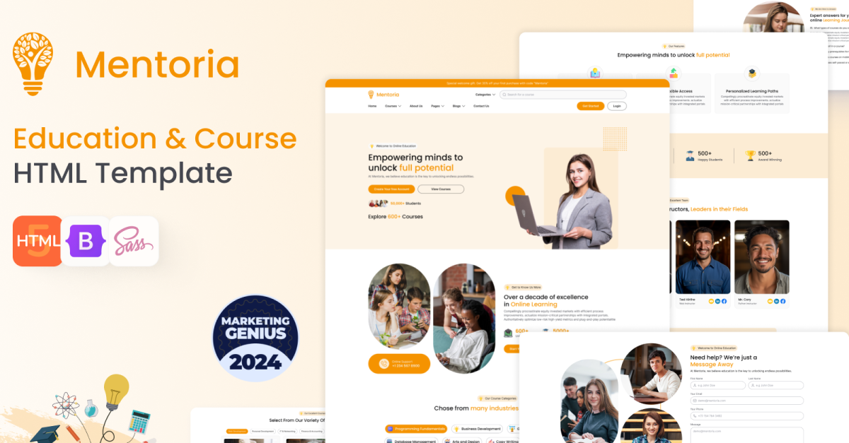 Mentoria - Online Education & Courses HTML Website Template