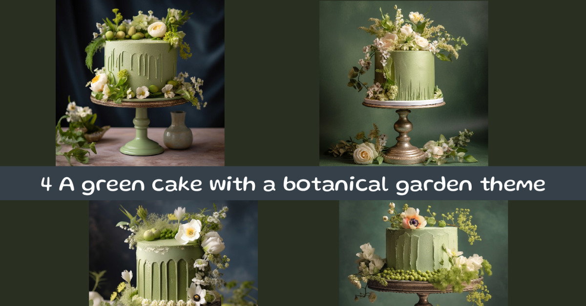 Un gâteau vert sur le thème du jardin botanique