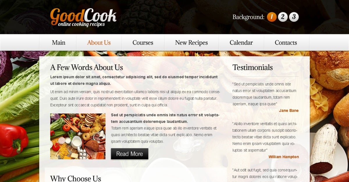 Free Template for Recipes Website - Background Website Template