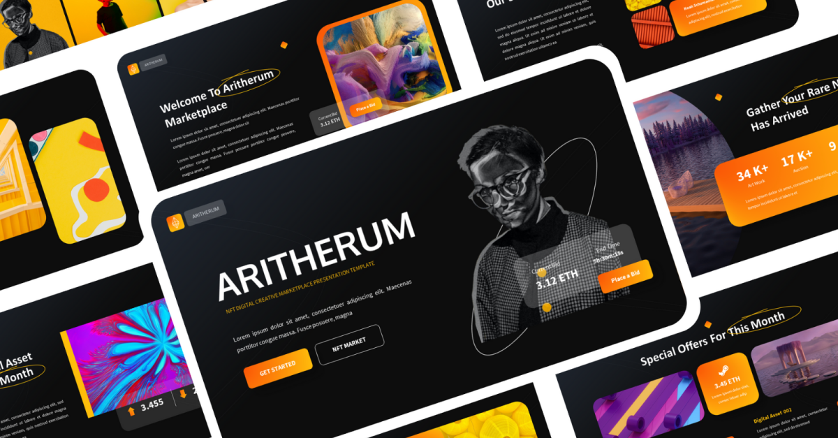 Modèle PowerPoint Arithium NFT et Blockchain