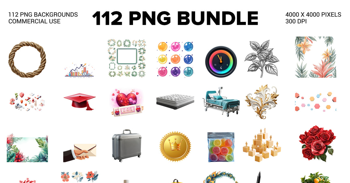 PNG Clipart Bundle 112+ Unique Elements Transparent Background ...