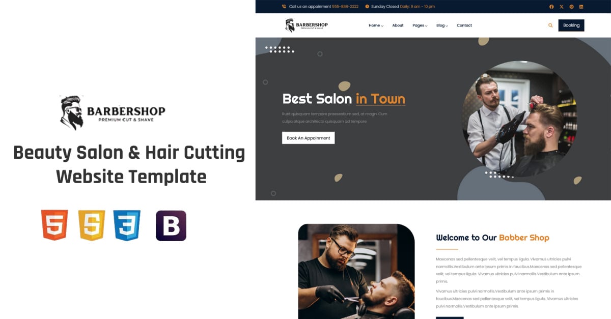 Barbarshop -  Beauty Salon & Hair Cutting Website Template