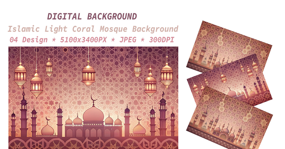 Islamic Light Coral Mosque Background