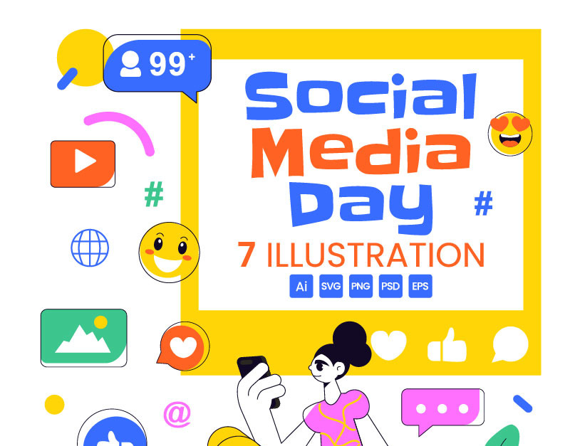 7 Social Media Day Illustration #519800