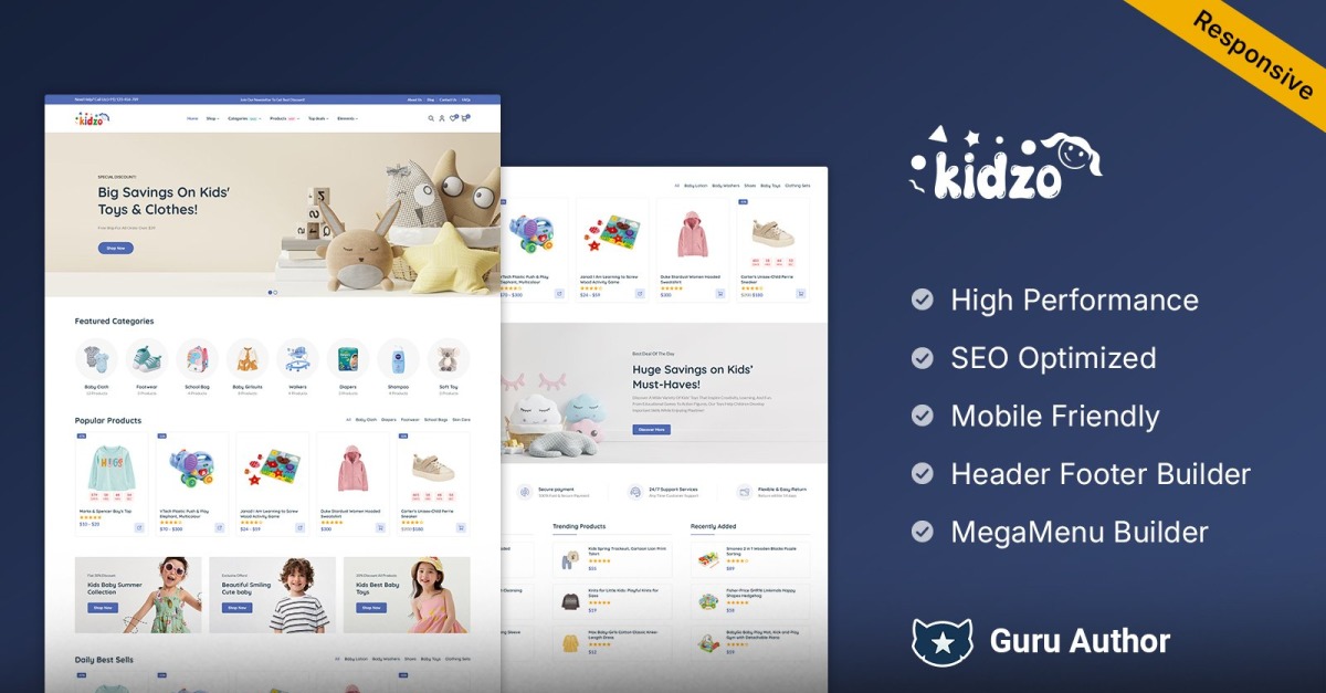 Kidzo Kids Clothes and Toys Store Responsive Theme