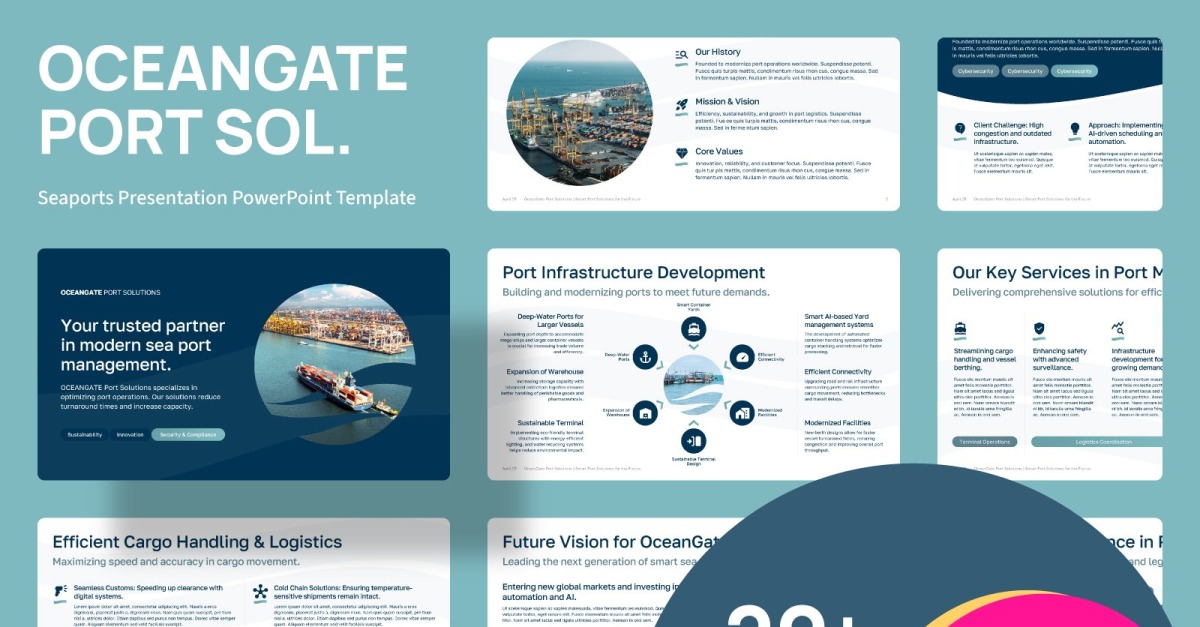Longshore Conference Powerpoint Example OCEANGATE Seaports Presentation PowerPoint Template