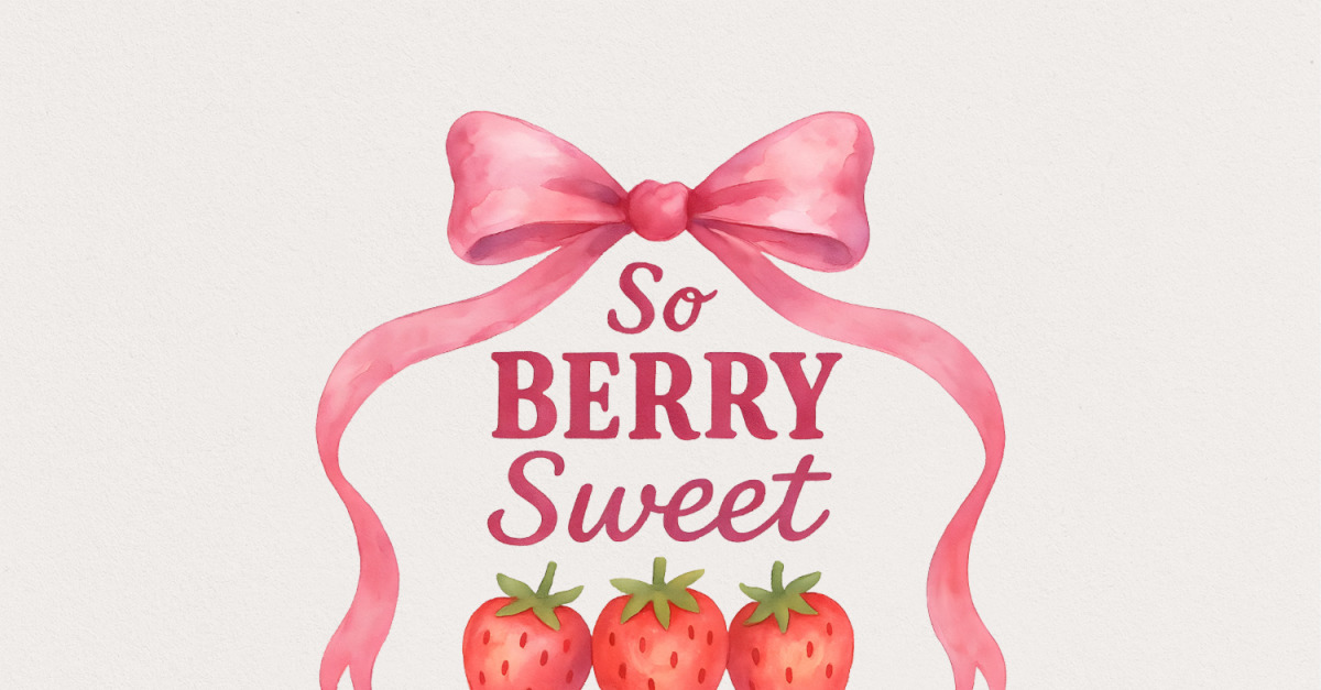 So Berry Sweet PNG, Strawberries PNG, Coquette Bow PNG, Spring Design DTF, Cute Spring Quote,