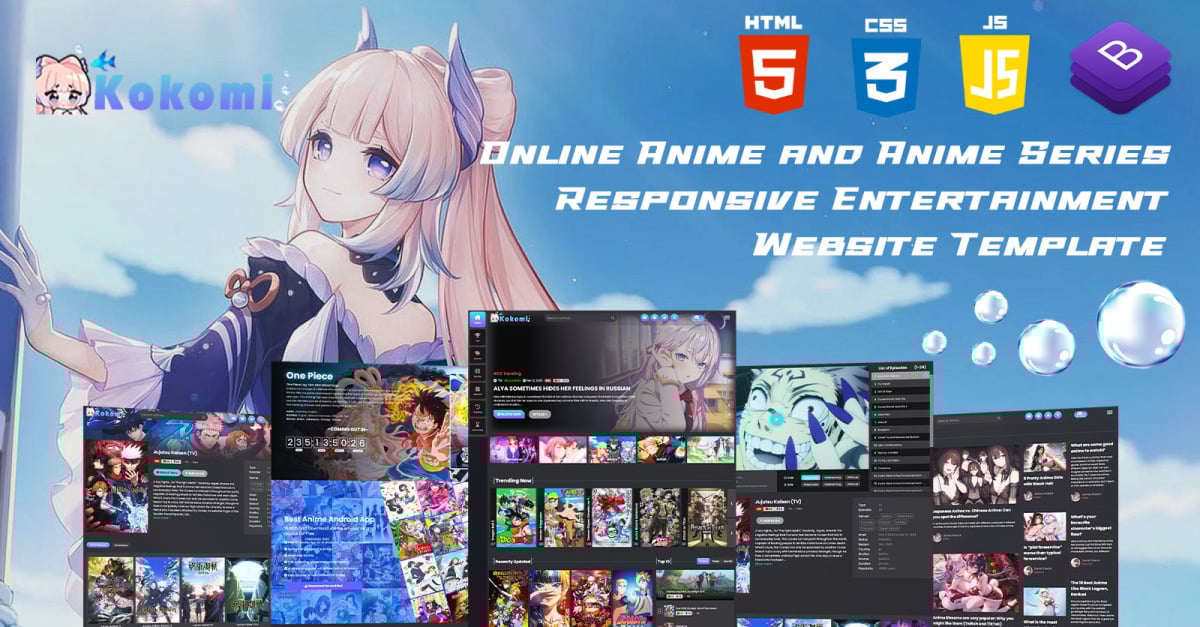 Kokomi - Online Anime and Anime Series Responsive Entertainment Website Template