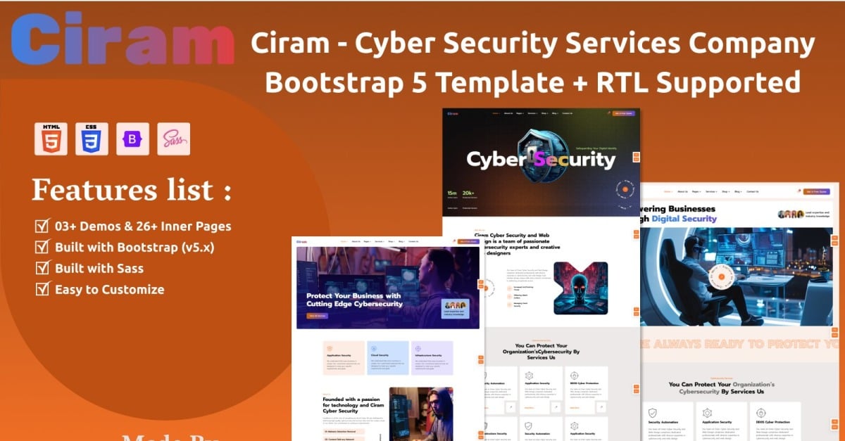 Ciram - Cyber Security Services Company Bootstrap 5 Template + RTL Supported