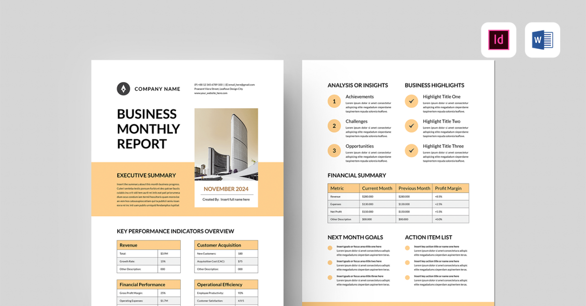 Business Monthly Report Template #520977 - TemplateMonster