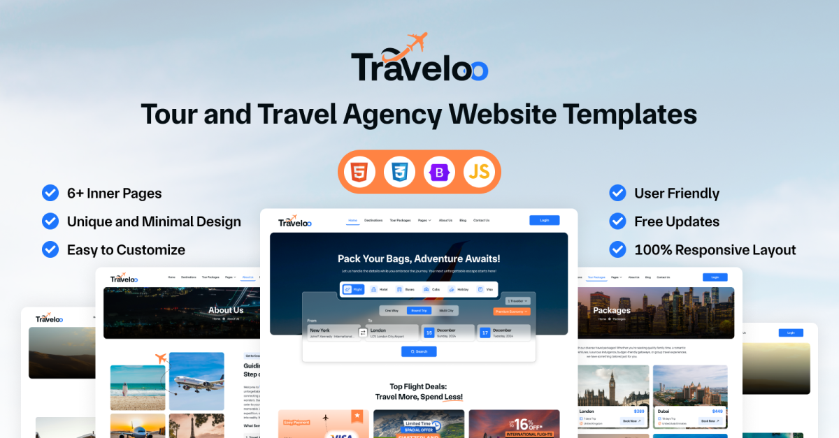 Traveloo – Modern Travel and Tour Booking HTML Template