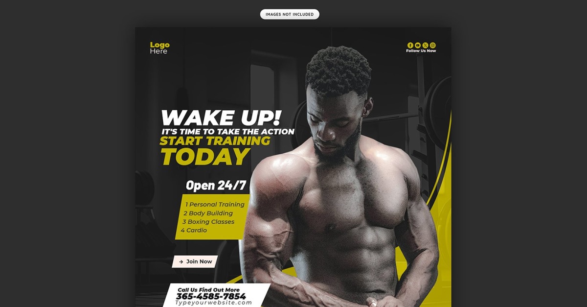 Gym And Fitness Social Media Poster Template