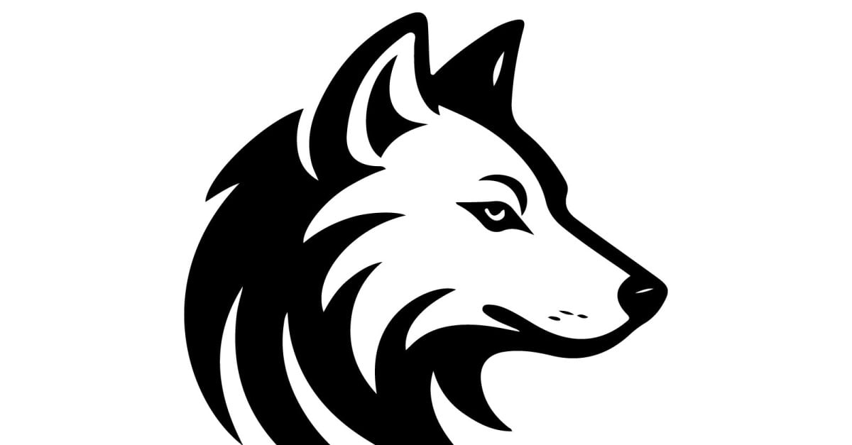 A logo illustration of a wolf head #522366