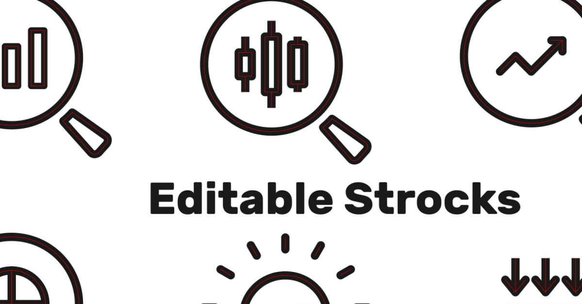 Scrutiny stock market icon set, analysis scrutiny, charts under ...