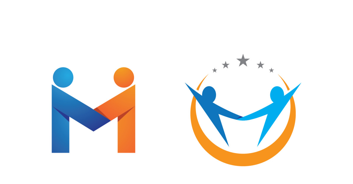 Human care adoption group network and social logo design vv.92