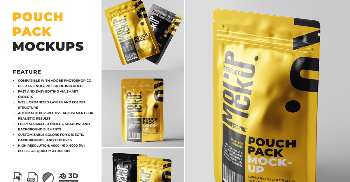 Pouch Pack Mockup Design Sets #523725