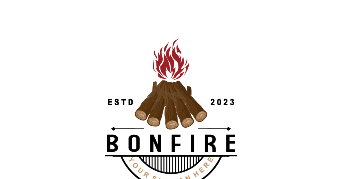 Campfire Logo Design Bonfire Vector V5