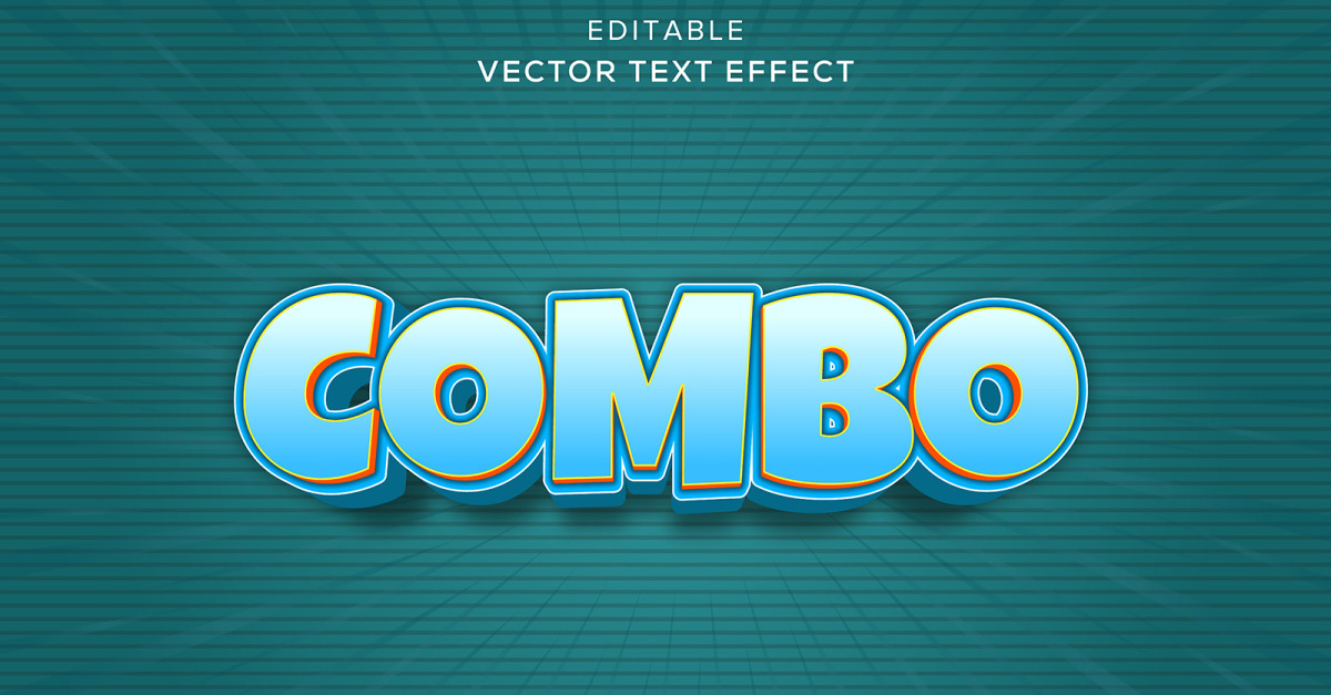 Combo 3D Vector Text Effect Combo 3D Vector Text Customizable, Eye-Catching Typography