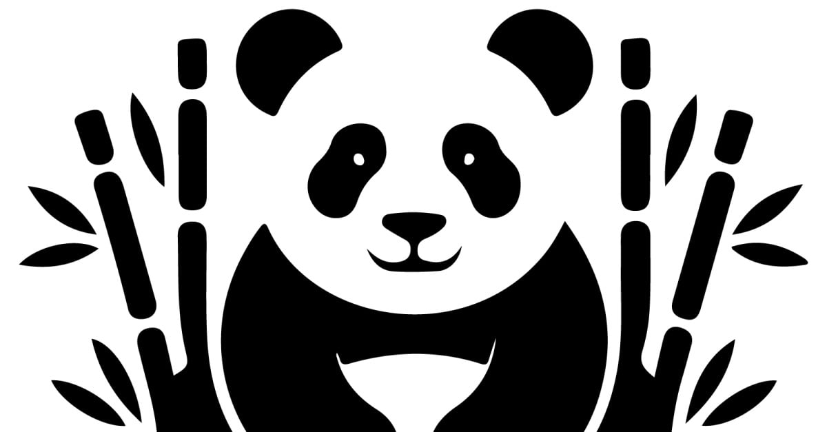 A minimalist logo design of a panda bear
