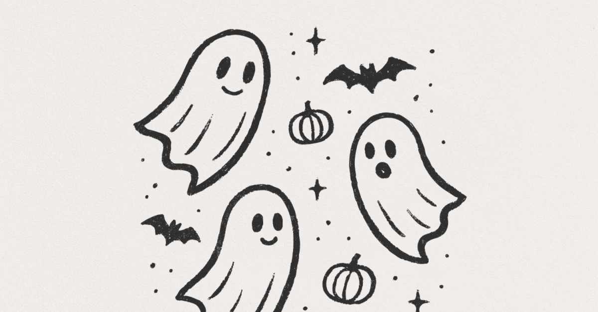 Cute Ghosts PNG, Halloween Ghost Clipart, Bat and Pumpkin PNG Art, Spooky Season Digital Download,