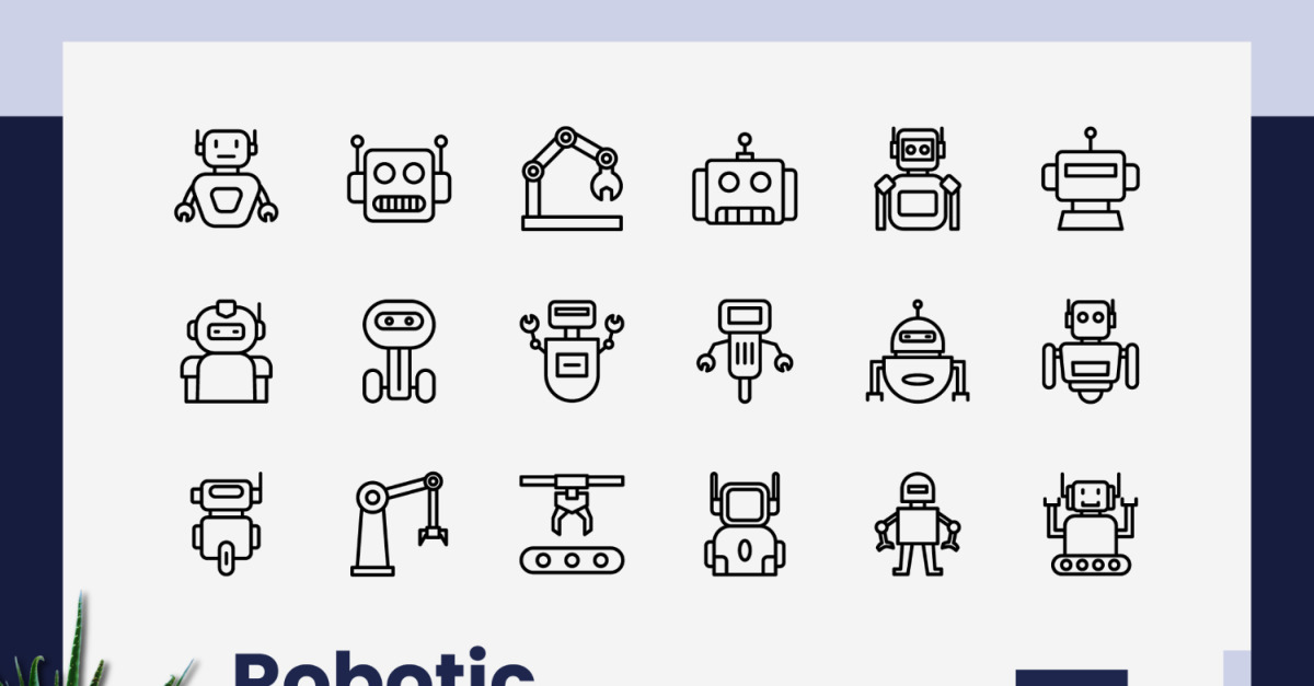 Robotic Outline Black Icon Set #526049
