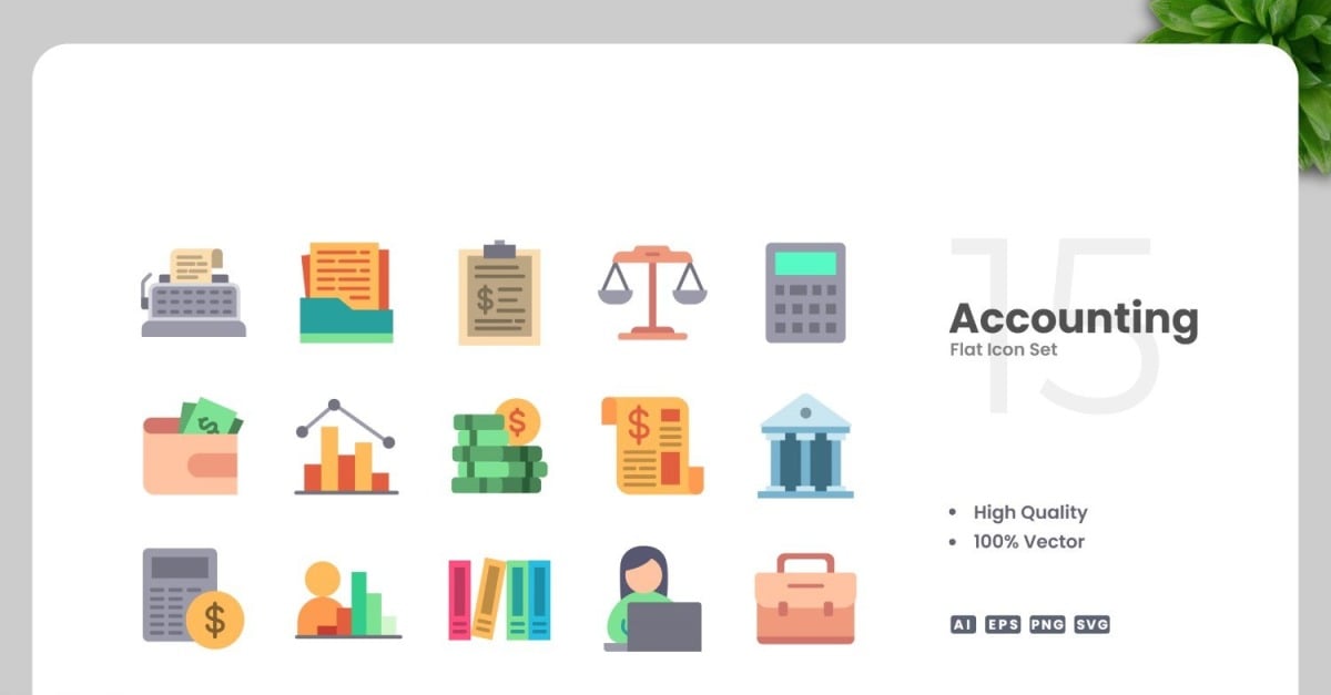 15 Accounting Flat Icons Set #526121