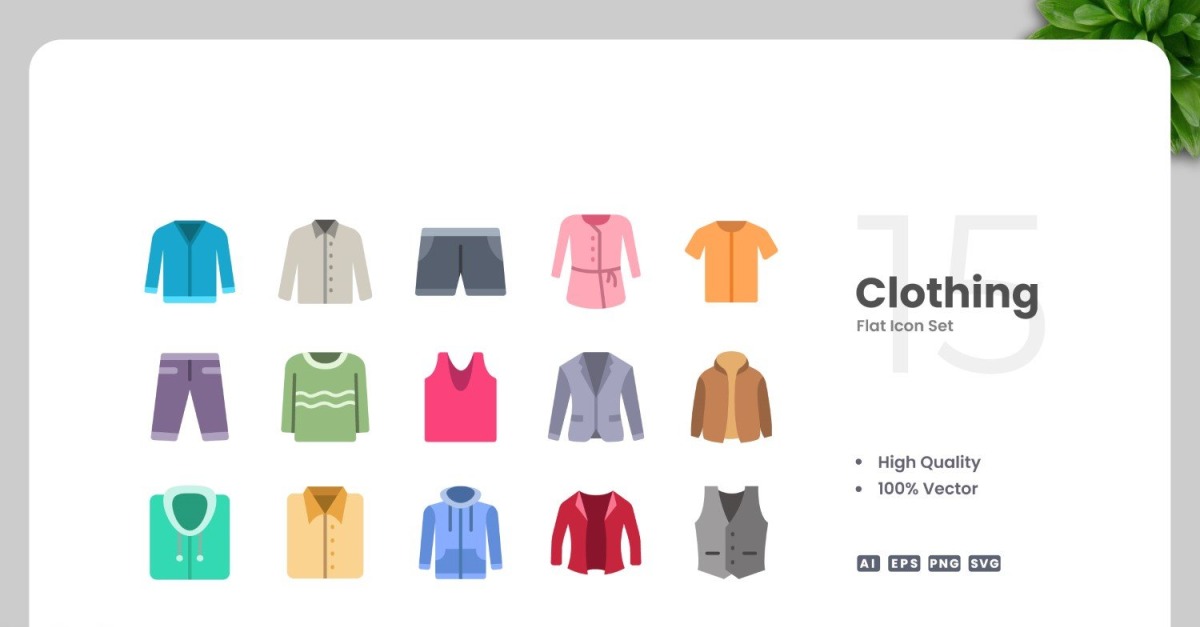 15 Clothing Flat Icons Set #526152