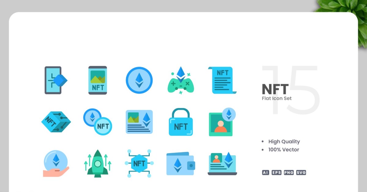 15 NFT Flat Icons Collection #526229