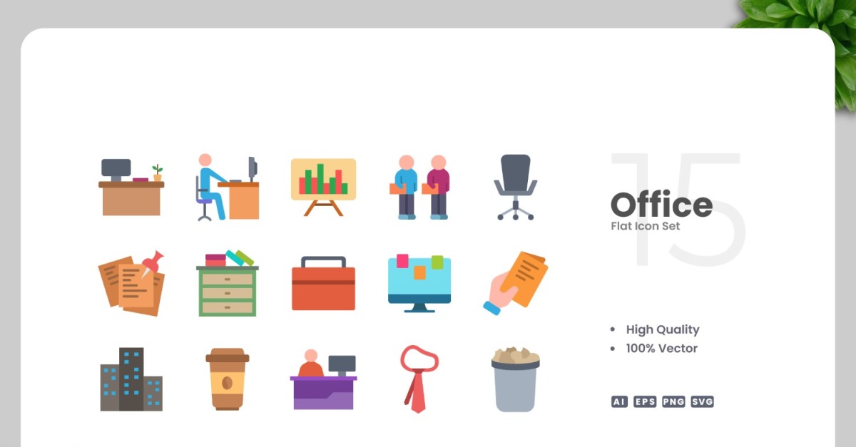 15 Office Flat Icons Collection #526233