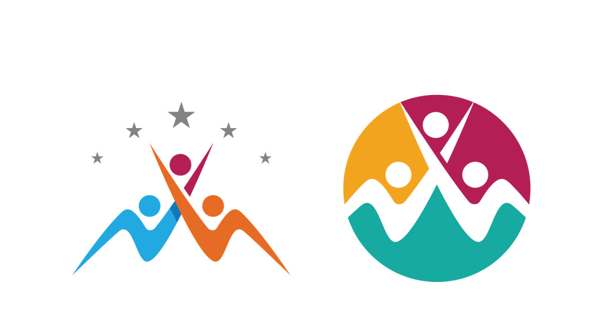 Human care adoption group network and social logo design vv.136