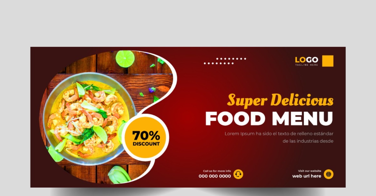 Food Menu Promotion Social Media Cover Banner Template