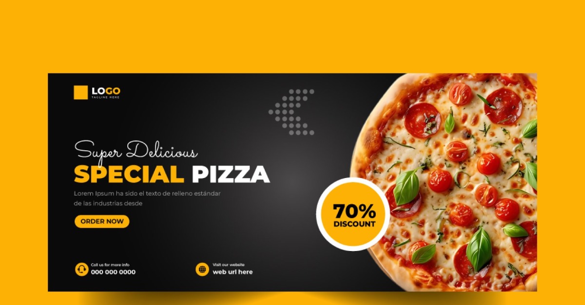 Pizza Social Media Facebook Cover Banner Template