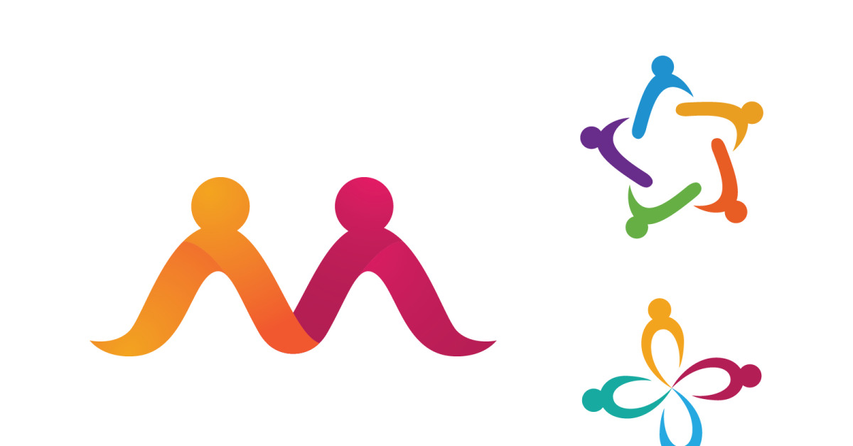 Human care adoption group network and social logo design vv.155