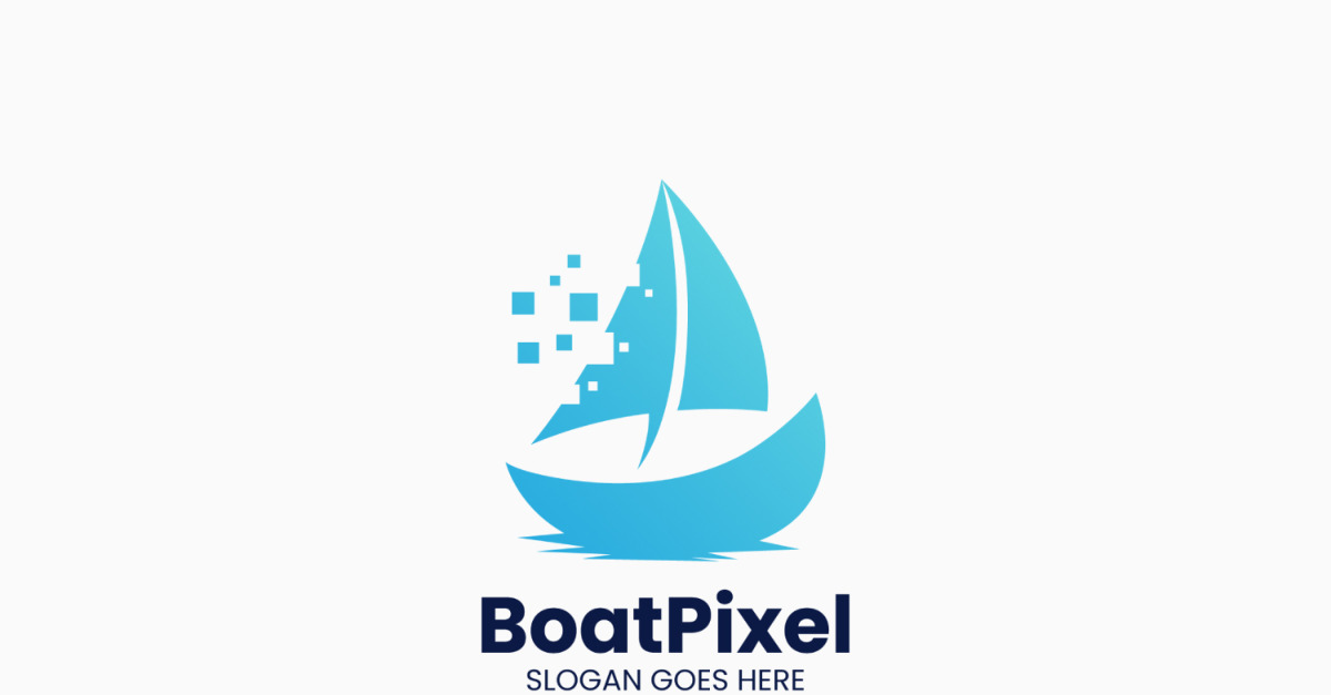 Boat Pixel Logo Template Vector Design