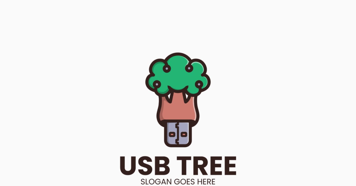 Usb Tree Logo Template Vector Design