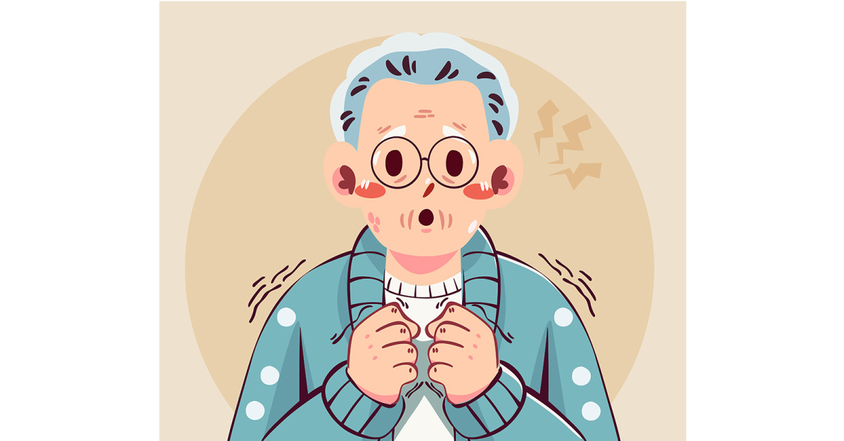 Illustration of a Parkinson Elderly Man
