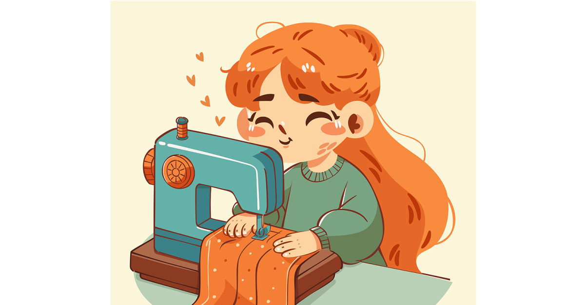 Illustration of a Sewing Girl #527092