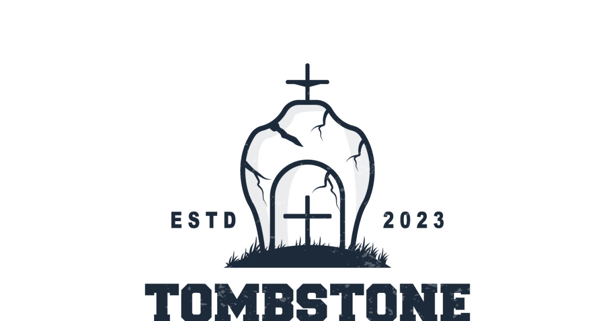 Tombstone Logo Tomb Cemetery Cross VectorV6