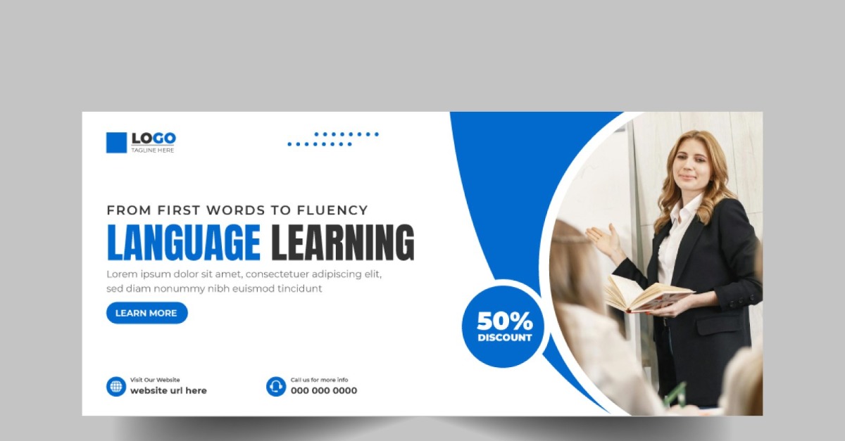 Language Learning Center Social Media Cover Banner Template