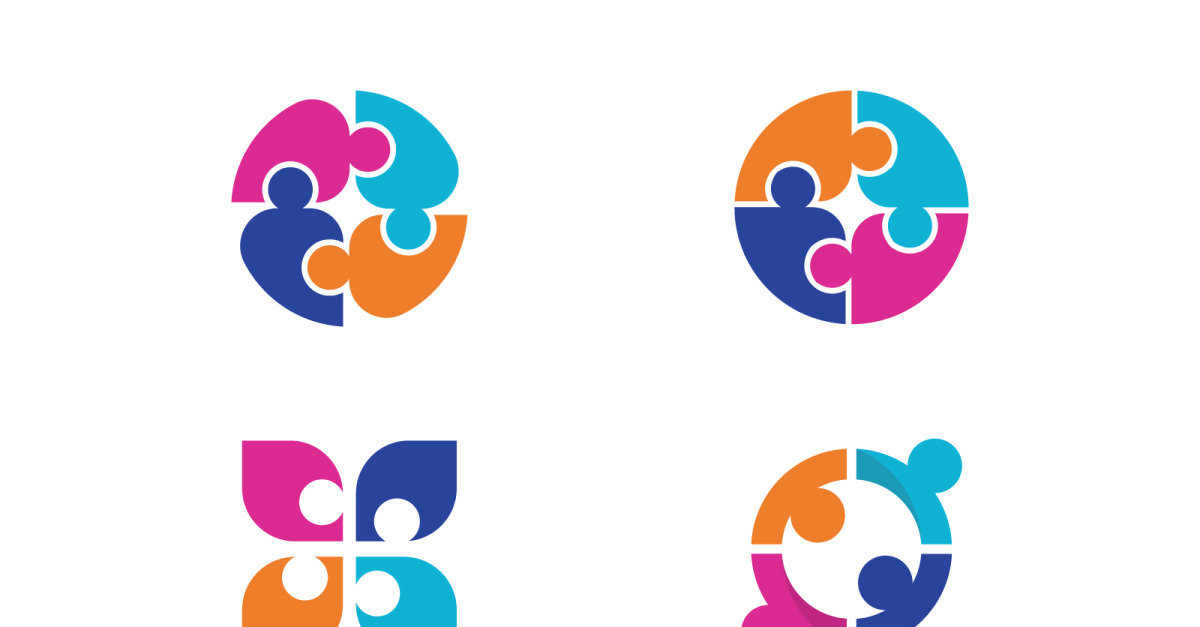 Human care adoption group network and social logo design vv.182