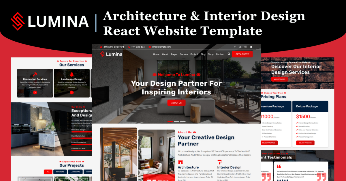Lumina - Architecture & Interior Design React Website Template