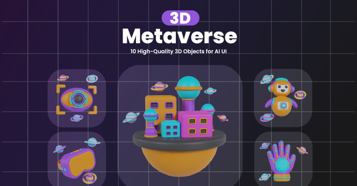Metaverse 3D Icon Pack Design #527681
