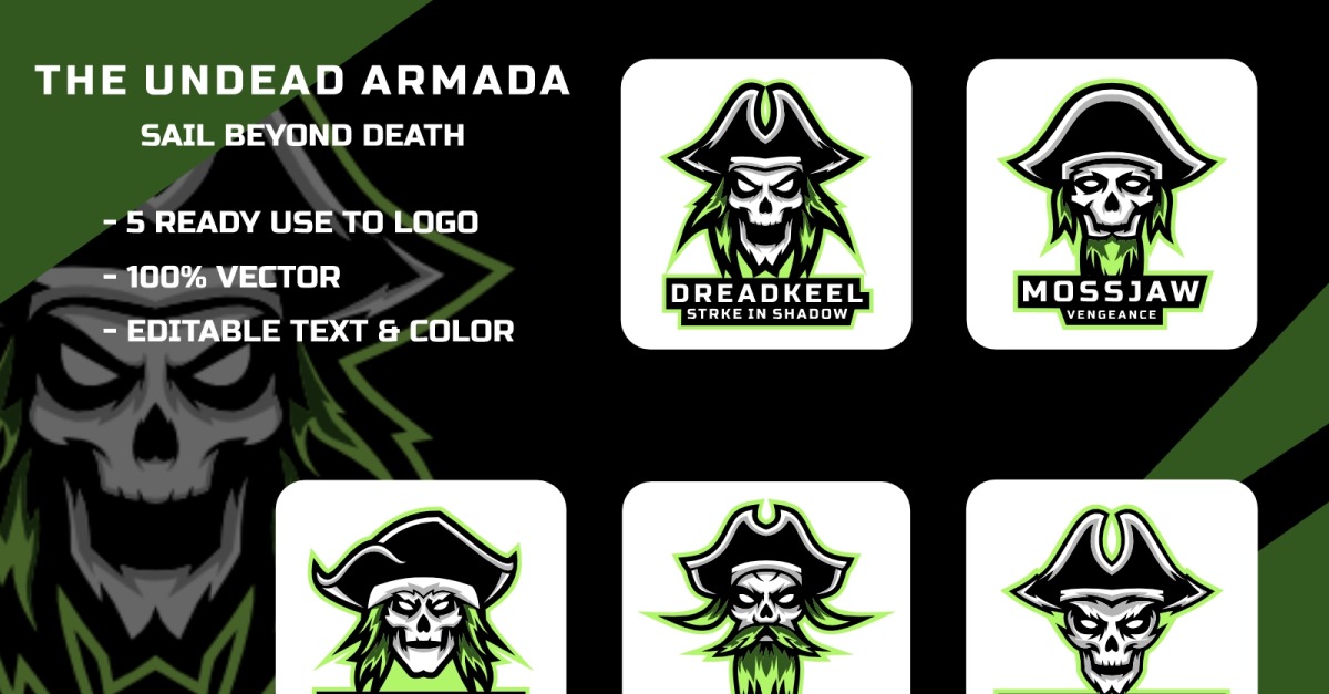 Pirate Skull Mascot Logo Bundle #527977