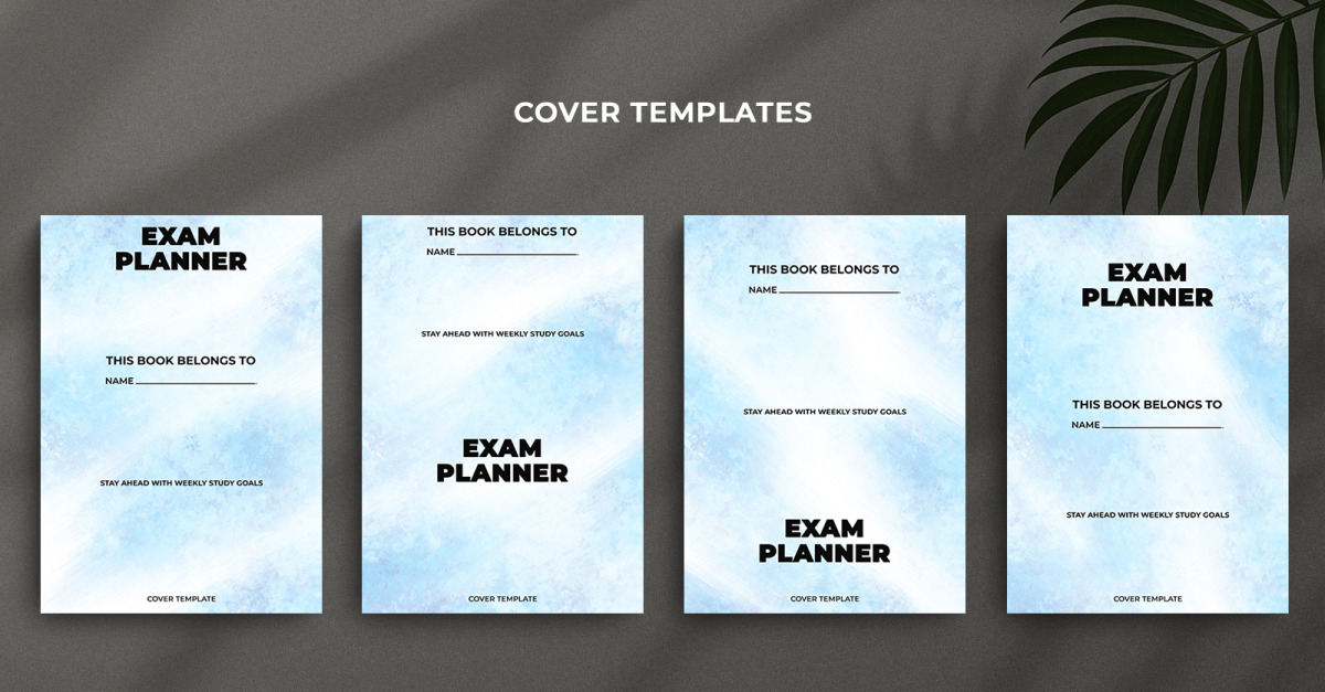 Exam Planner Cover Template Set – Pastel Blue Watercolor Minimal Design – Editable