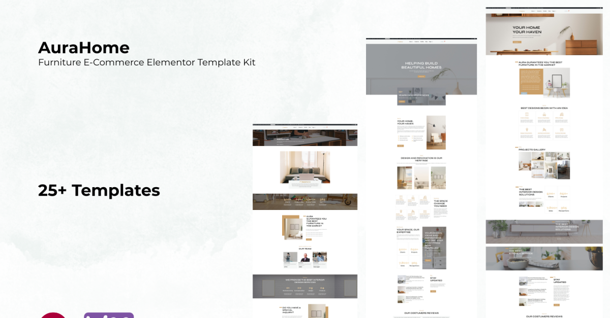 AuraHome – Furniture e-Commerce Elementor Template Kit