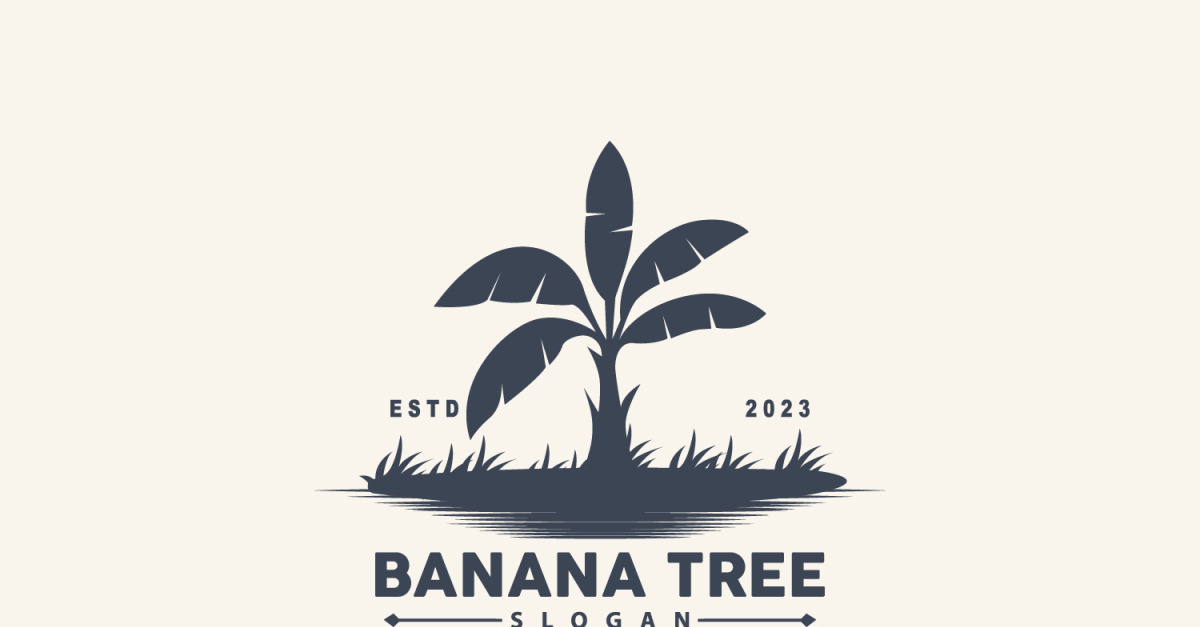 Banana Tree Logo Silhouette Design V3